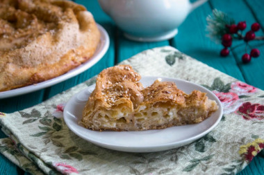 Pita bread pie with cheese in the oven