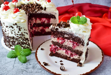 Classic Black Forest cake with Black Forest cherry