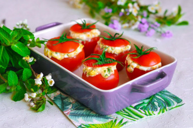 Stuffed tomatoes with cheese in the oven baked