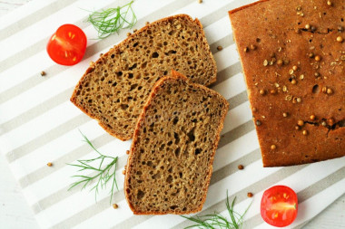 Rye bread with homemade sourdough in the oven