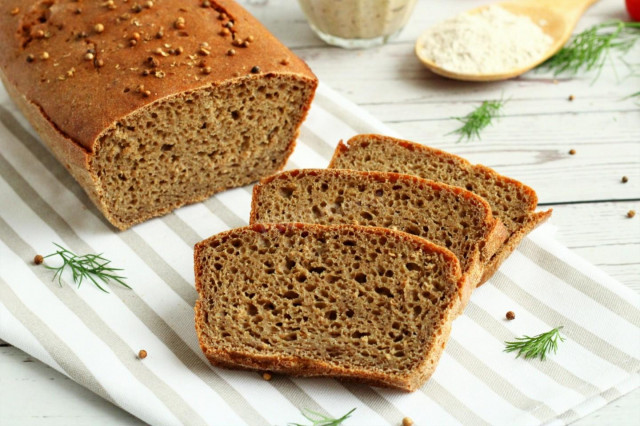 Rye bread with homemade sourdough in the oven