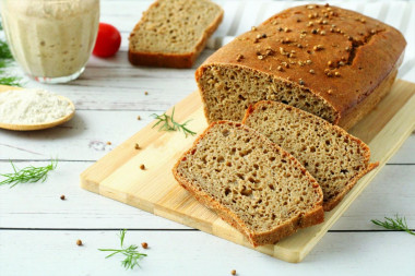 Rye bread with homemade sourdough in the oven