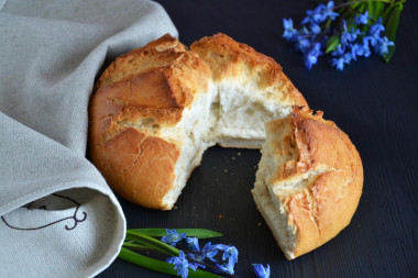 Homemade classic bread on sourdough in the oven