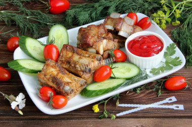 Pork ribs in a sleeve in the oven