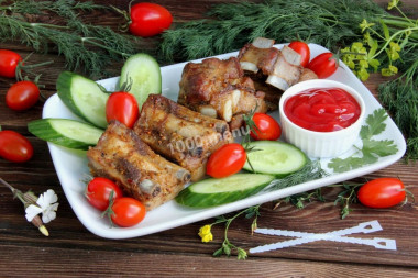 Pork ribs in a sleeve in the oven