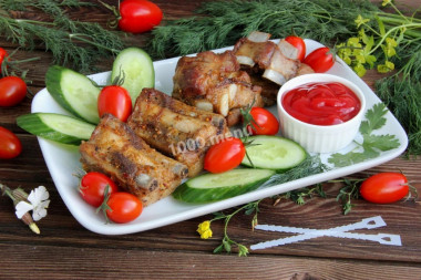 Pork ribs in a sleeve in the oven