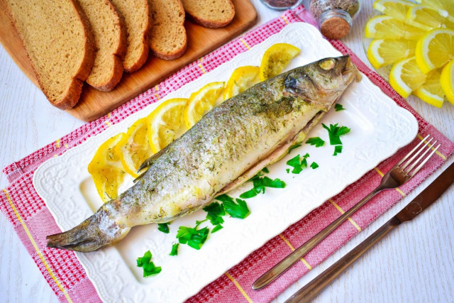 Sea bass in foil in the oven