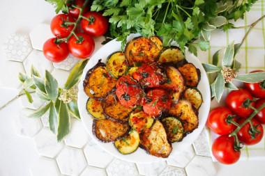 Eggplant and zucchini baked in the oven