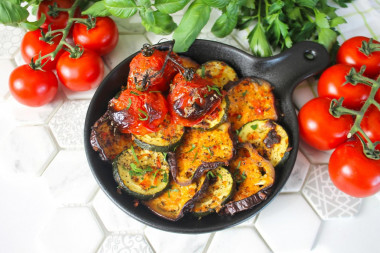 Eggplant and zucchini baked in the oven