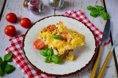 Meat casserole with potatoes in the oven