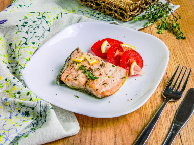 Baked chum salmon in foil in the oven