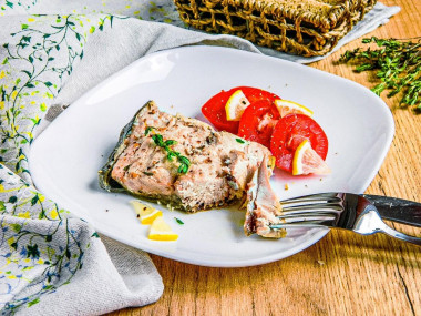 Baked chum salmon in foil in the oven