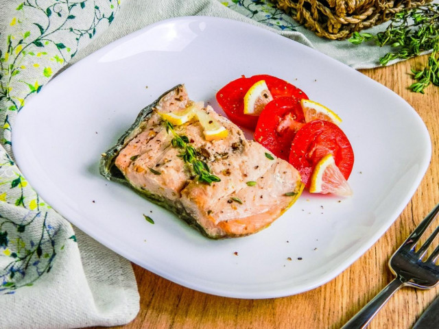 Baked chum salmon in foil in the oven