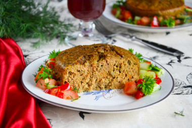 Beef liver casserole in the oven