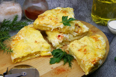 Pita bread khachapuri with cheese in the oven