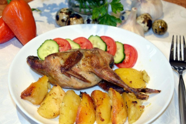 Quail baked in the oven