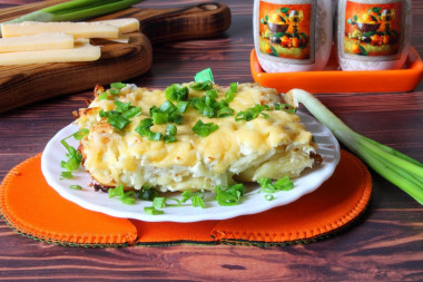 Baked dumplings in the oven with cheese