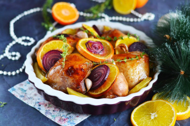 Chicken in red wine in the oven