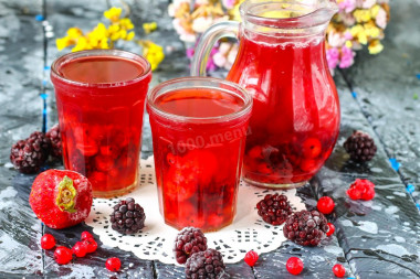 Compote of frozen strawberries, blackberries, lingonberries