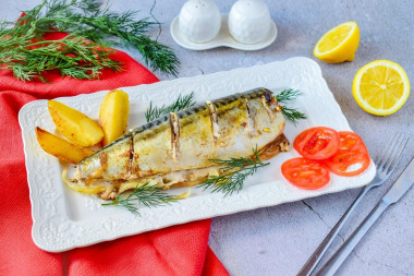 Mackerel in soy sauce baked in the oven