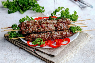 Kebab on skewers in the minced meat oven