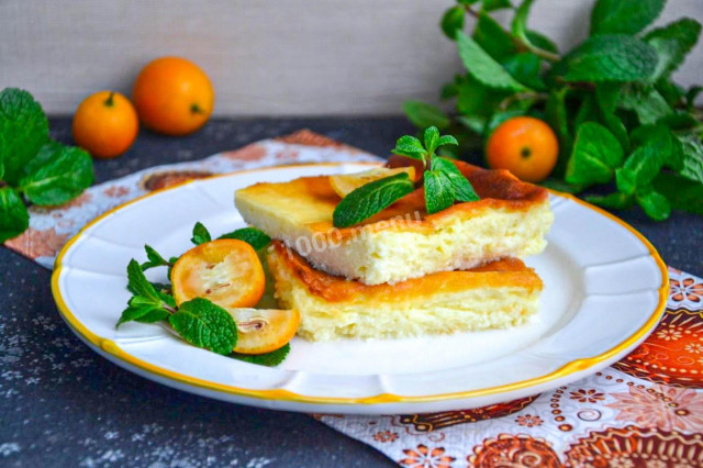 Tender cottage cheese casserole in the oven