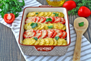 Potato and minced meat casserole in the oven