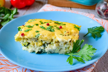 Zucchini casserole with chicken in the oven with cheese