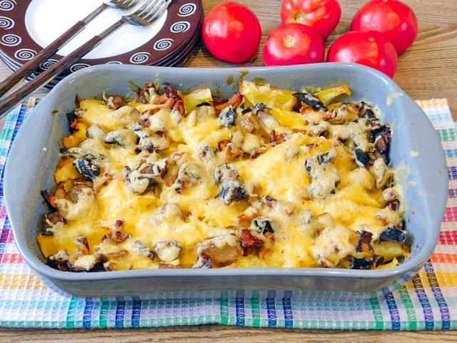 Pork in the oven with potatoes and mushrooms