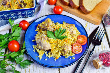 Bulgur with chicken in the oven