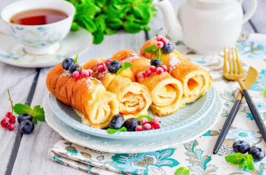 Beautiful pancakes in the oven are soft and thick