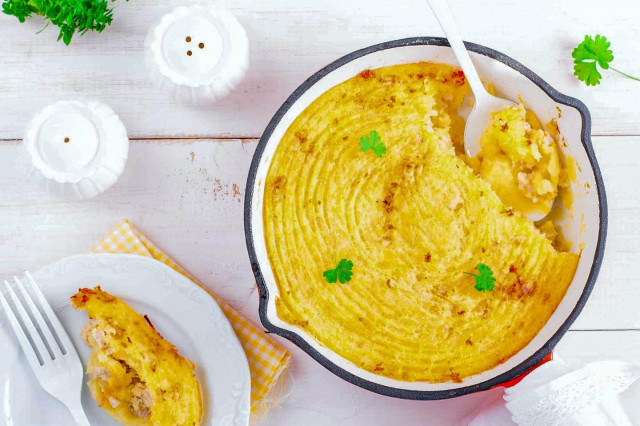 Casserole with meat and potatoes in the oven