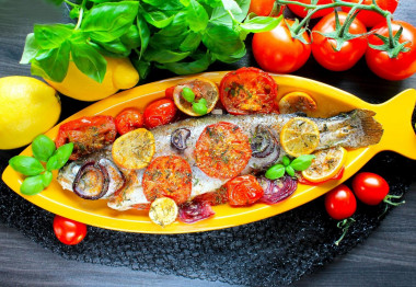 Rainbow trout baked in the oven whole