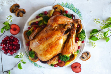 Chicken stuffed with mushrooms in the oven