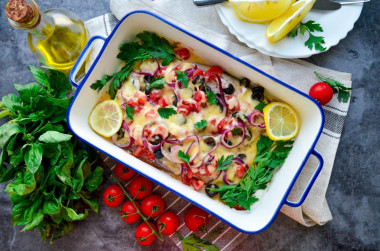 Fish baked in the oven with cheese