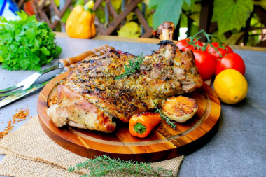 Leg of lamb baked in the oven in foil