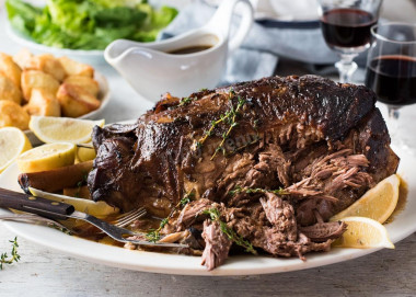 Lamb in foil in the oven