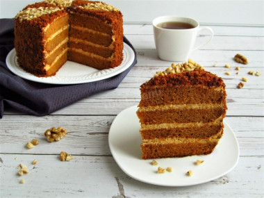 Homemade caramel cake