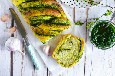 Bread with herbs and garlic in the oven lean