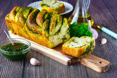 Bread with herbs and garlic in the oven lean