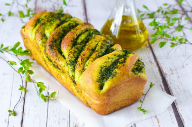 Bread with herbs and garlic in the oven lean