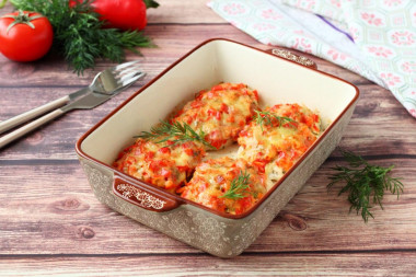 Chicken fillet with vegetables baked in the oven