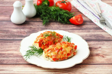 Chicken fillet with vegetables baked in the oven