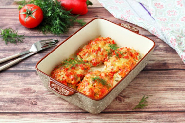 Chicken fillet with vegetables baked in the oven