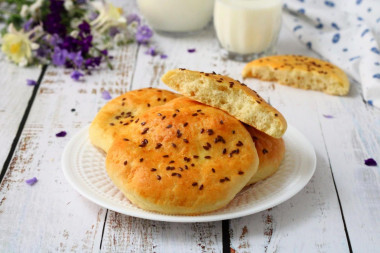 Yeast dough tortillas in the oven