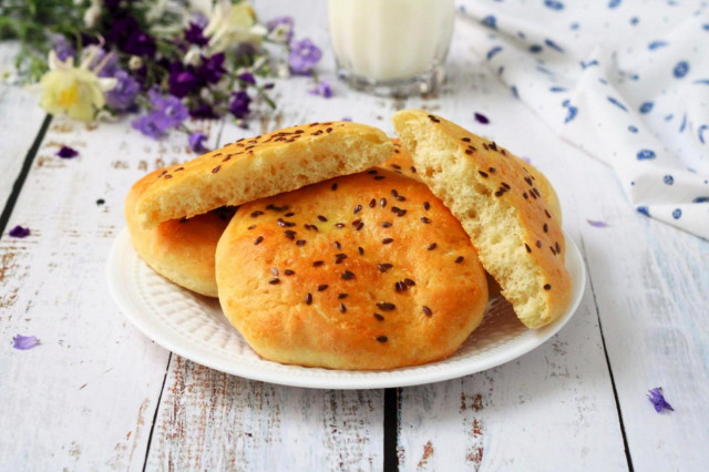 Yeast dough tortillas in the oven