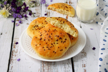 Yeast dough tortillas in the oven