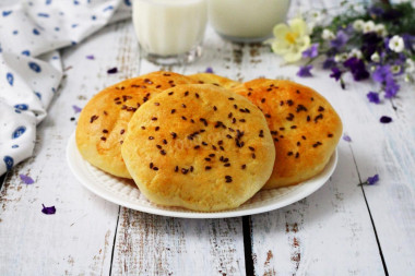 Yeast dough tortillas in the oven