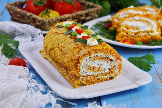 Carrot snack roll with cheese