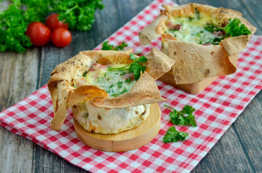 Eggs in pita bread in the oven